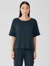 Eileen Fisher Organic Cotton Interlock Sleep Tee In Black