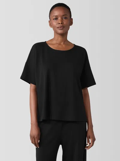Eileen Fisher Organic Cotton Interlock Sleep Tee In Black