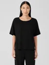 Eileen Fisher Organic Cotton Interlock Sleep Tee In Black