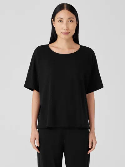Eileen Fisher Organic Cotton Interlock Sleep Tee In Black
