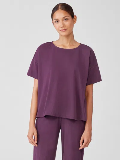 Eileen Fisher Organic Cotton Interlock Sleep Tee In Purple