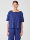 Eileen Fisher Organic Cotton Interlock Sleep Tee In Blue