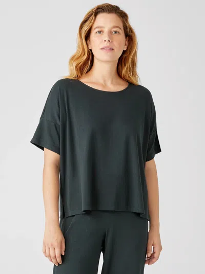 Eileen Fisher Organic Cotton Interlock Sleep Tee In Green