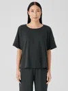 Eileen Fisher Organic Cotton Interlock Sleep Tee In Black