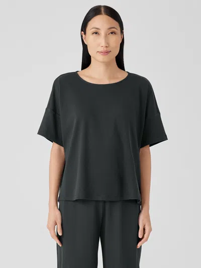 Eileen Fisher Organic Cotton Interlock Sleep Tee In Black