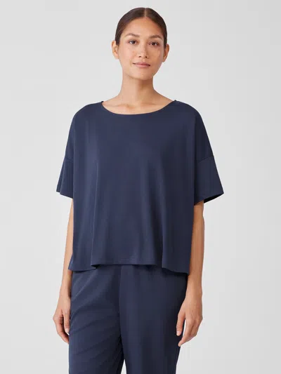 Eileen Fisher Organic Cotton Interlock Sleep Tee In Blue
