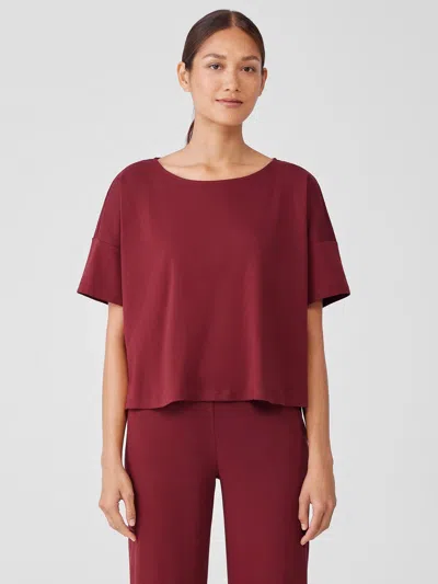 Eileen Fisher Organic Cotton Interlock Sleep Tee In Red