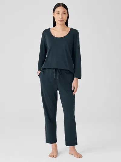 Eileen Fisher Organic Cotton Interlock Slouchy Sleep Pant In Green