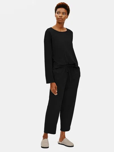Eileen Fisher Organic Cotton Interlock Slouchy Sleep Pant In Black