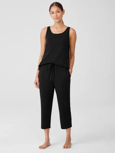 Eileen Fisher Organic Cotton Interlock Slouchy Sleep Pant In Black
