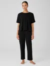 Eileen Fisher Organic Cotton Interlock Slouchy Sleep Pant In Black