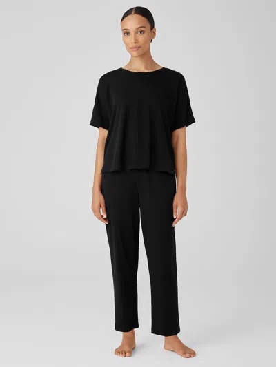 Eileen Fisher Organic Cotton Interlock Slouchy Sleep Pant In Black