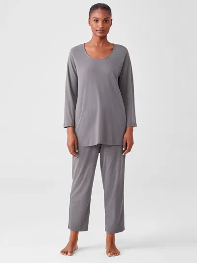 Eileen Fisher Organic Cotton Interlock Slouchy Sleep Pant In Gray