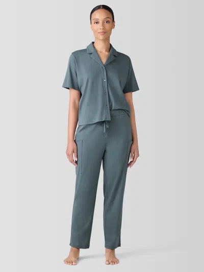 Eileen Fisher Organic Cotton Interlock Slouchy Sleep Pant In Green