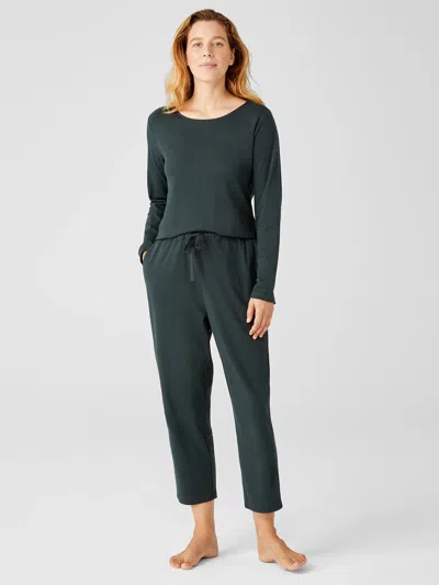 Eileen Fisher Organic Cotton Interlock Slouchy Sleep Pant In Green