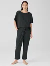 Eileen Fisher Organic Cotton Interlock Slouchy Sleep Pant In Green