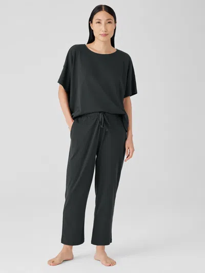 Eileen Fisher Organic Cotton Interlock Slouchy Sleep Pant In Green