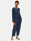 Eileen Fisher Organic Cotton Interlock Slouchy Sleep Pant In Blue