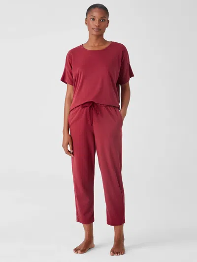 Eileen Fisher Organic Cotton Interlock Slouchy Sleep Pant In Red