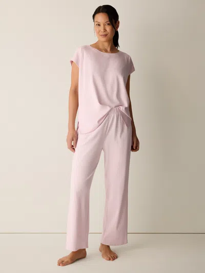 Eileen Fisher Organic Cotton Interlock Straight Sleep Pant In Crystal Pink