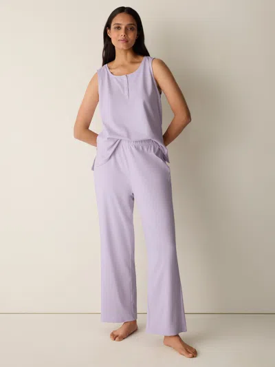 Eileen Fisher Organic Cotton Interlock Straight Sleep Pant In Blue