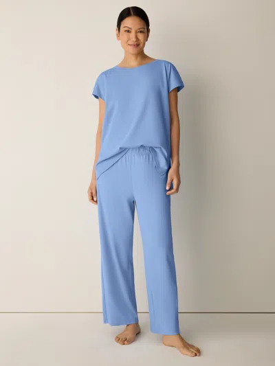 Eileen Fisher Organic Cotton Interlock Straight Sleep Pant In Skylight