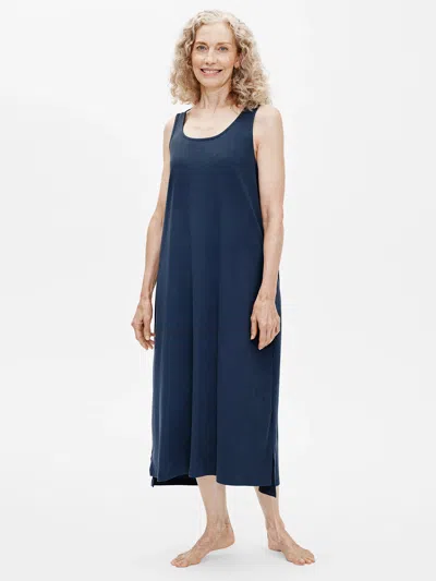 Eileen Fisher Organic Cotton Interlock Tank Sleep Dress In Blue