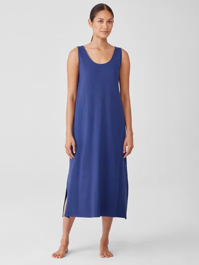 Eileen Fisher Organic Cotton Interlock Tank Sleep Dress In Blue