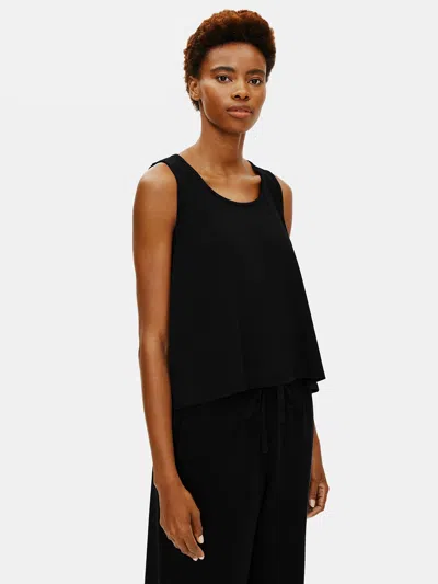 Eileen Fisher Organic Cotton Interlock U-neck Sleep Tank In Black