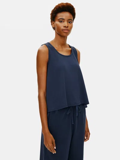 Eileen Fisher Organic Cotton Interlock U-neck Sleep Tank In Blue