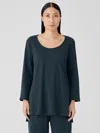 Eileen Fisher Organic Cotton Interlock U-neck Sleep Top In Blue