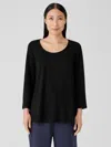 Eileen Fisher Organic Cotton Interlock U-neck Sleep Top In Black
