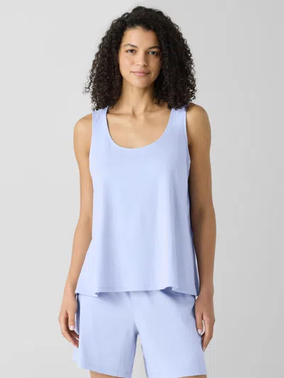 Eileen Fisher Organic Cotton Interlock U-neck Sleep Tank In Blue