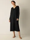 Eileen Fisher Organic Cotton Interlock V-neck Sleep Dress In Black