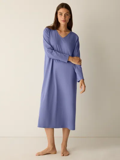 Eileen Fisher Organic Cotton Interlock V-neck Sleep Dress In Purple