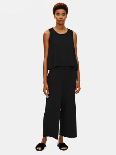 Eileen Fisher Organic Cotton Interlock Wide-leg Sleep Pant In Black
