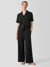 Eileen Fisher Organic Cotton Interlock Wide-leg Sleep Pant In Black