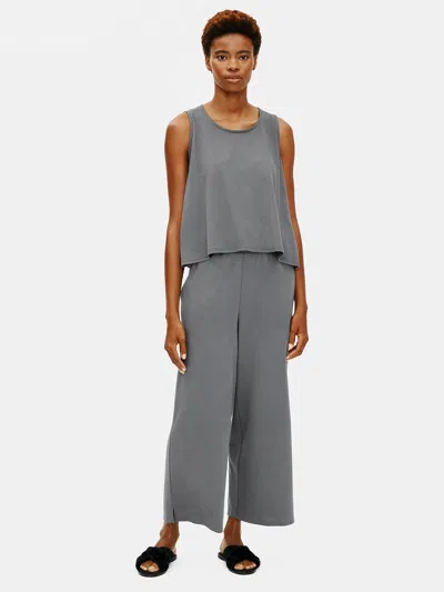 Eileen Fisher Organic Cotton Interlock Wide-leg Sleep Pant In Gray