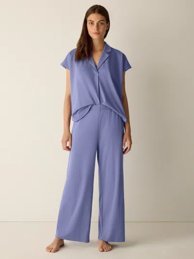 Eileen Fisher Organic Cotton Interlock Wide-leg Sleep Pant In Purple
