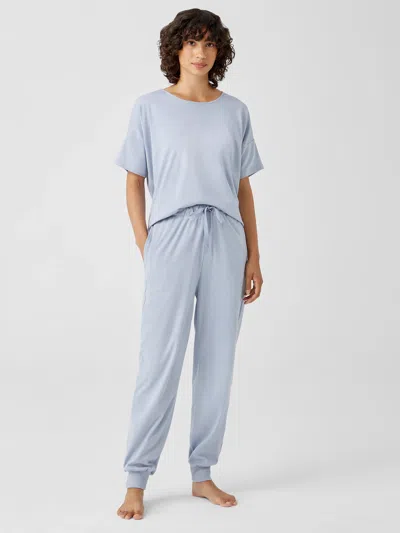 Eileen Fisher Organic Cotton Interlock Jogger Sleep Pant In Blue