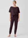 Eileen Fisher Organic Cotton Interlock Jogger Sleep Pant In Brown