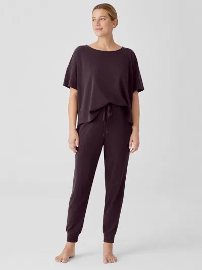 Eileen Fisher Organic Cotton Interlock Jogger Sleep Pant In Brown