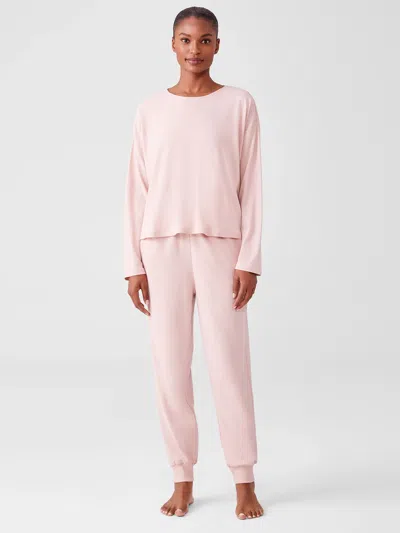 Eileen Fisher Organic Cotton Interlock Jogger Sleep Pant In Pink