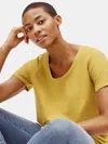 Eileen Fisher Easy V-neck Organic Cotton T-shirt In Yellow