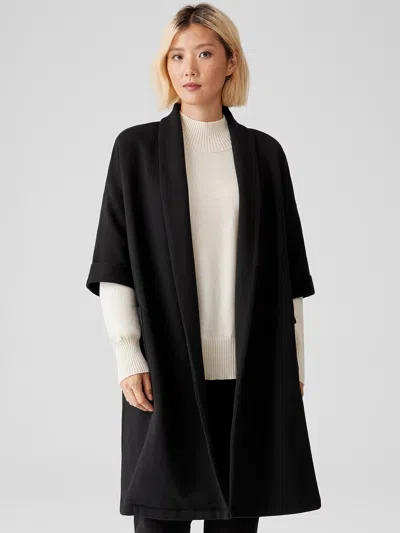 Eileen Fisher Organic Cotton Knit Twill Elbow-sleeve Jacket In Black