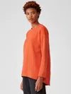 Eileen Fisher Organic Cotton Knit Twill Top In Orange