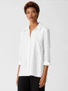 Eileen Fisher Organic Cotton Lightweight Twill Shirt In White