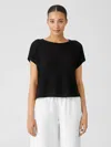 Eileen Fisher Organic Cotton Linen Slub Box-top In Black