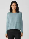 Eileen Fisher Organic Cotton Linen Slub Box-top In Blue