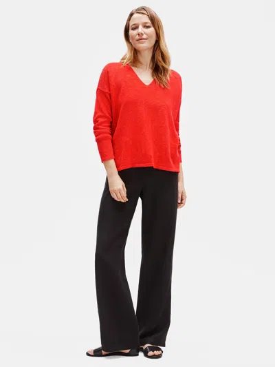 Eileen Fisher Organic Cotton Linen Slub Box-top In Red